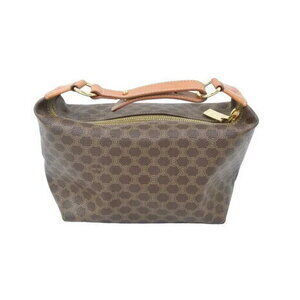Celine Macadam Handbag Vanity Bag Leather Brown Pouch